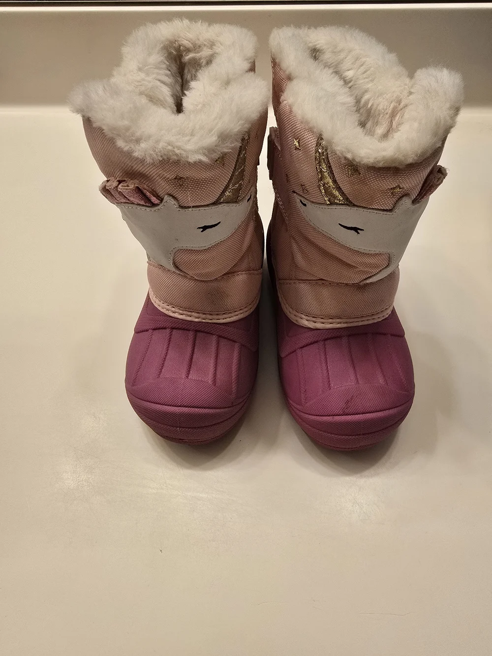 Cat & Jack Pink Unicorn Winter Boots with Faux Fur